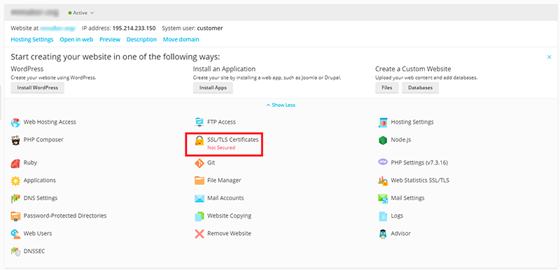 Установка SSL сертификата в панель Plesk Onyx
