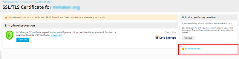 Настройка SSL панели управления Plesk Onyx